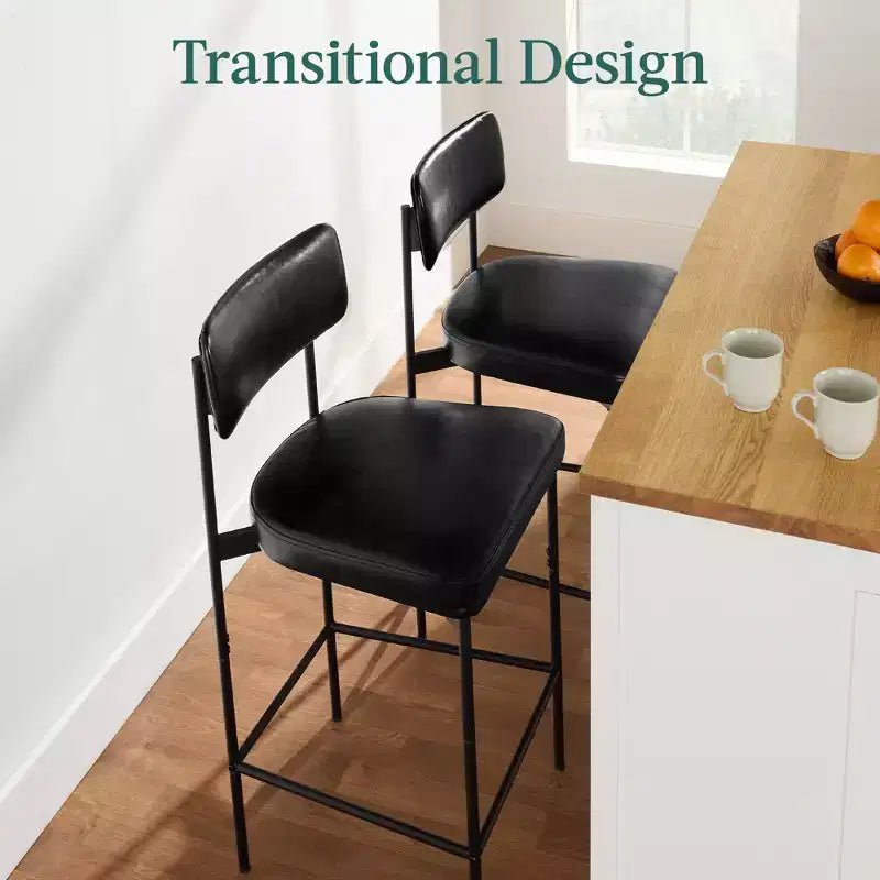 Best Choice Products Set of 2 Faux Leather Counter Stools for Kitchen Island and Dining w/ Metal Frame