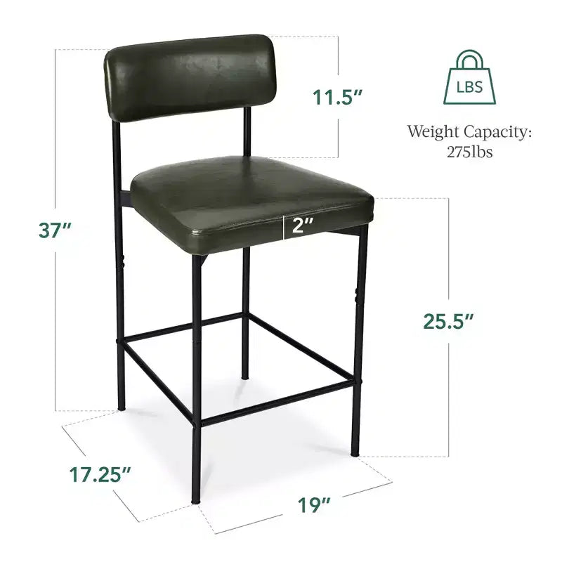 Best Choice Products Set of 2 Faux Leather Counter Stools for Kitchen Island and Dining w/ Metal Frame