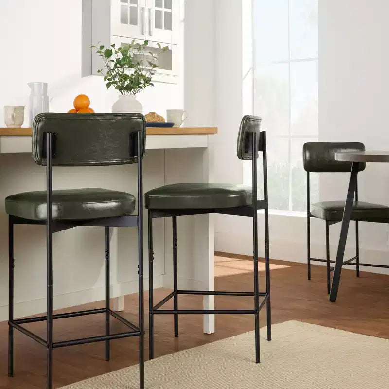 Best Choice Products Set of 2 Faux Leather Counter Stools for Kitchen Island and Dining w/ Metal Frame