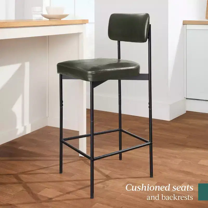 Best Choice Products Set of 2 Faux Leather Counter Stools for Kitchen Island and Dining w/ Metal Frame