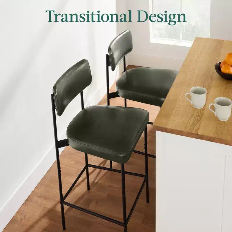 Best Choice Products Set of 2 Faux Leather Counter Stools for Kitchen Island and Dining w/ Metal Frame
