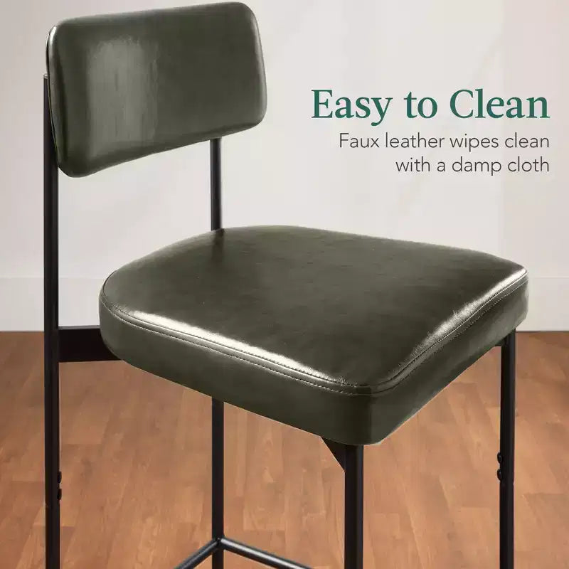 Best Choice Products Set of 2 Faux Leather Counter Stools for Kitchen Island and Dining w/ Metal Frame