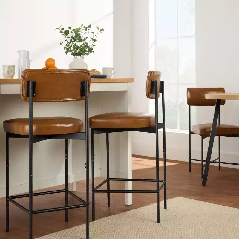 Best Choice Products Set of 2 Faux Leather Counter Stools for Kitchen Island and Dining w/ Metal Frame
