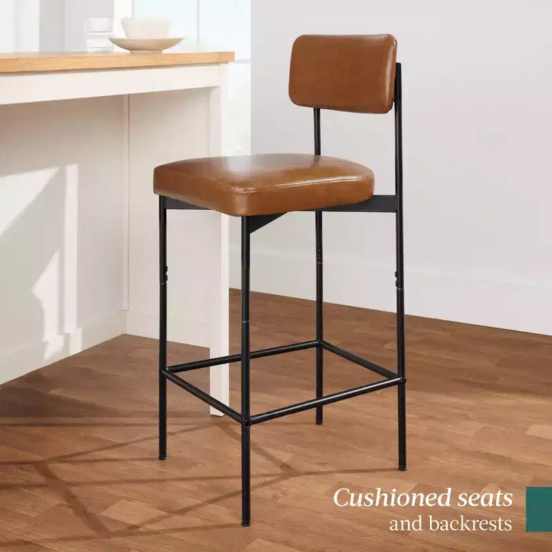 Best Choice Products Set of 2 Faux Leather Counter Stools for Kitchen Island and Dining w/ Metal Frame