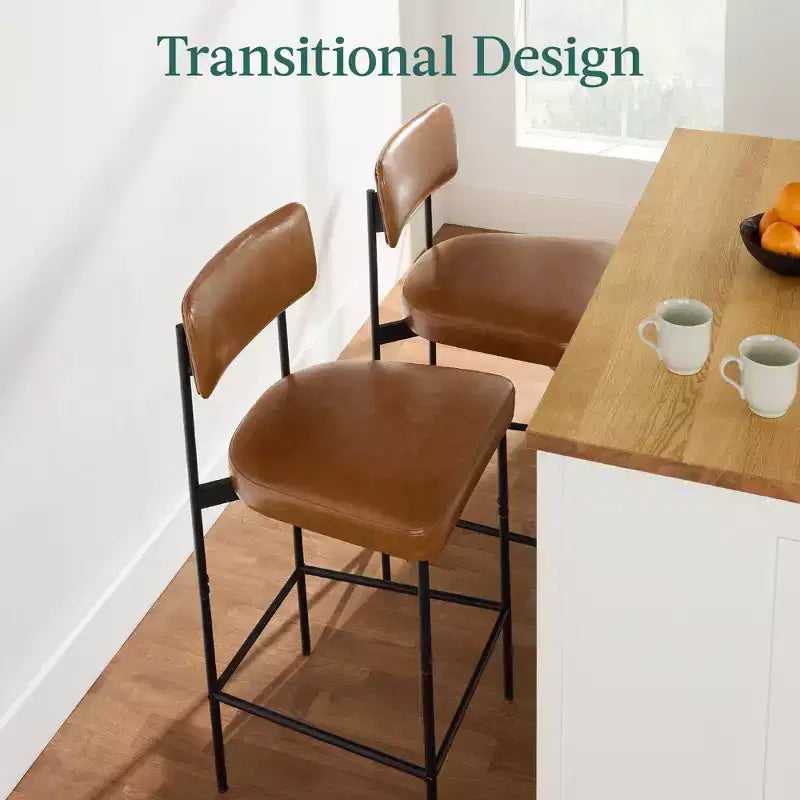 Best Choice Products Set of 2 Faux Leather Counter Stools for Kitchen Island and Dining w/ Metal Frame