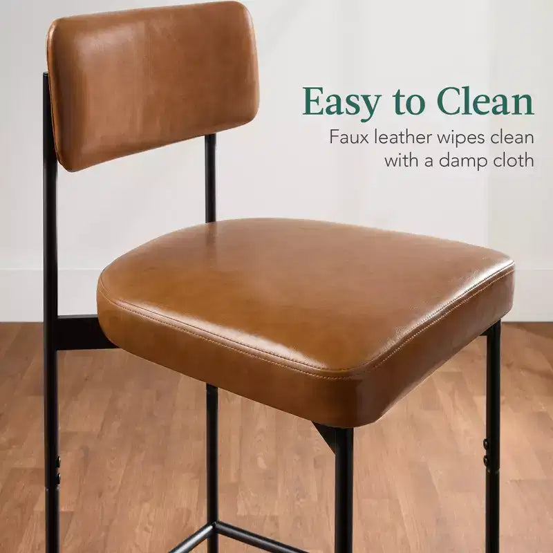 Best Choice Products Set of 2 Faux Leather Counter Stools for Kitchen Island and Dining w/ Metal Frame