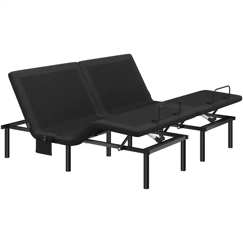 Yaheetech Upholstered Adjustable Bed Base with Independent Head & Foot Incline, Under-Bed LED Lights and USB Ports