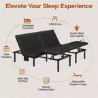 Yaheetech Upholstered Adjustable Bed Base with Independent Head & Foot Incline, Under-Bed LED Lights and USB Ports