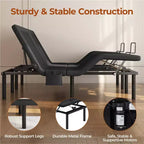 Yaheetech Upholstered Adjustable Bed Base with Independent Head & Foot Incline, Under-Bed LED Lights and USB Ports