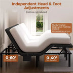 Yaheetech Upholstered Adjustable Bed Base with Independent Head & Foot Incline, Under-Bed LED Lights and USB Ports