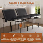 Yaheetech Upholstered Adjustable Bed Base with Independent Head & Foot Incline, Under-Bed LED Lights and USB Ports