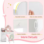 Costway Kids Vanity Table and Chair Set with Cloud-shaped Mirror Open Shelf Storage Drawers White/Pink/Purple