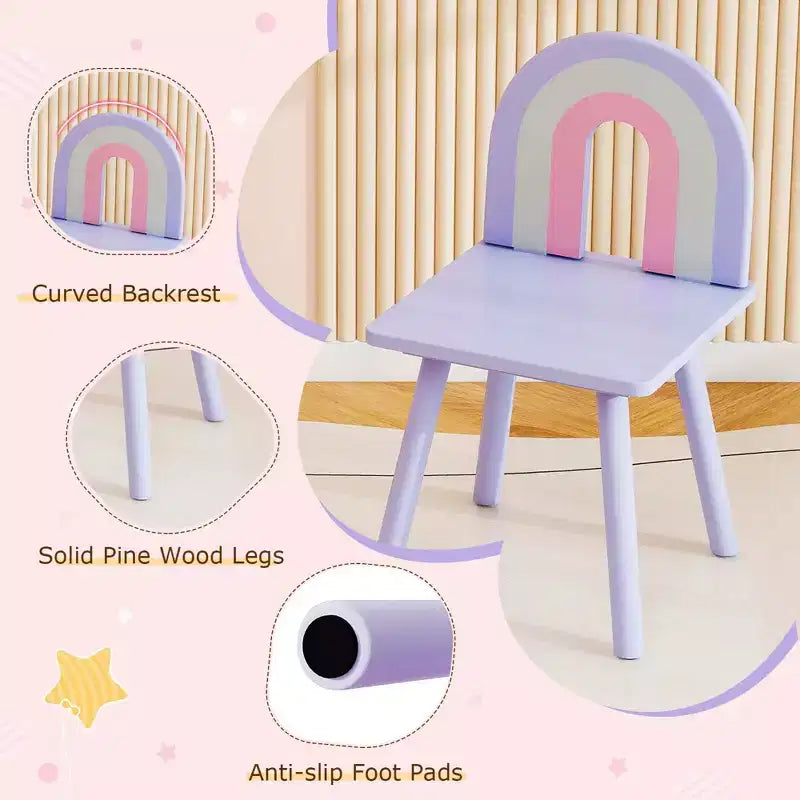 Costway Kids Vanity Table and Chair Set with Cloud-shaped Mirror Open Shelf Storage Drawers White/Pink/Purple