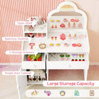 Costway Kids Vanity Table and Chair Set with Cloud-shaped Mirror Open Shelf Storage Drawers White/Pink/Purple