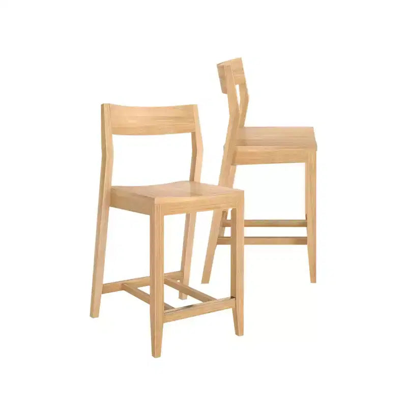 Plank+Beam 38 Sedie moderne da bar, set di 2 sedie da pranzo in legno massello per bar di casa, cucina, sedute contemporanee per sala da pranzo