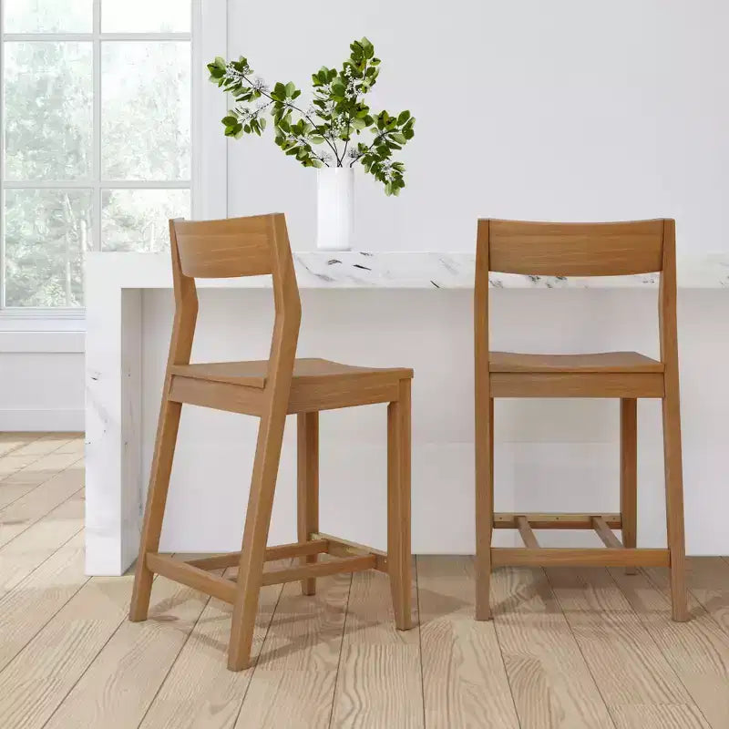 Plank+Beam 38 Sedie moderne da bar, set di 2 sedie da pranzo in legno massello per bar di casa, cucina, sedute contemporanee per sala da pranzo