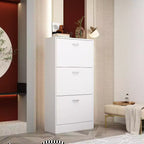 Hitow White Tipping Shoe Cabinet 3-Drawer Minimalist Lightweight Design