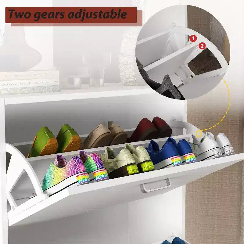 Hitow White Tipping Shoe Cabinet 3-Drawer Minimalist Lightweight Design