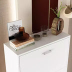 Hitow White Tipping Shoe Cabinet 3-Drawer Minimalist Lightweight Design
