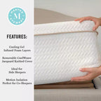 Materasso in Memory Foam Martha Stewart SleepComplete da 30 cm, a Media Morbidezza, con Gel Rinfrescante a Doppia Azione e Parte Superiore Trapuntata in Jacquard CoolWeave Morbida e Traspirante