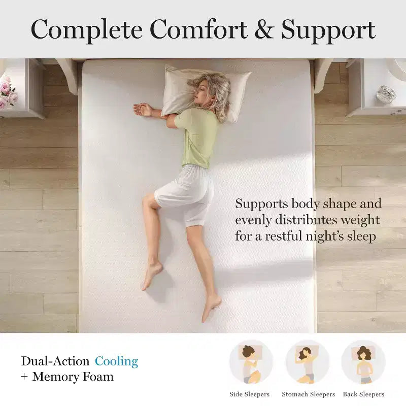 Materasso in Memory Foam Martha Stewart SleepComplete da 30 cm, a Media Morbidezza, con Gel Rinfrescante a Doppia Azione e Parte Superiore Trapuntata in Jacquard CoolWeave Morbida e Traspirante