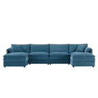 Whisen Modern Design 136 Chenille Modular Sectional Sofa with Double Cushions and Movable Ottomans