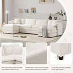 Whisen Modern Design 136 Chenille Modular Sectional Sofa with Double Cushions and Movable Ottomans