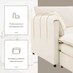 Whisen Modern Design 136 Chenille Modular Sectional Sofa with Double Cushions and Movable Ottomans