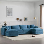 Whisen Modern Design 136 Chenille Modular Sectional Sofa with Double Cushions and Movable Ottomans