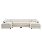 Whisen Modern Design 136 Chenille Modular Sectional Sofa with Double Cushions and Movable Ottomans