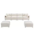 Whisen Modern Design 136 Chenille Modular Sectional Sofa with Double Cushions and Movable Ottomans