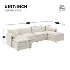 Whisen Modern Design 136 Chenille Modular Sectional Sofa with Double Cushions and Movable Ottomans