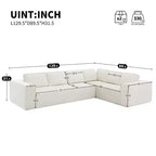 Whisen Modern Design 136 Chenille Modular Sectional Sofa with Double Cushions and Movable Ottomans