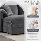 Whisen Modern Design 136 Chenille Modular Sectional Sofa with Double Cushions and Movable Ottomans