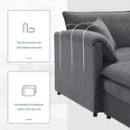 Whisen Modern Design 136 Chenille Modular Sectional Sofa with Double Cushions and Movable Ottomans