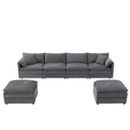 Whisen Modern Design 136 Chenille Modular Sectional Sofa with Double Cushions and Movable Ottomans