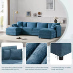 Whisen Modern Design 136 Chenille Modular Sectional Sofa with Double Cushions and Movable Ottomans
