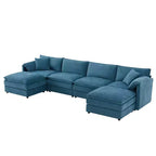 Whisen Modern Design 136 Chenille Modular Sectional Sofa with Double Cushions and Movable Ottomans