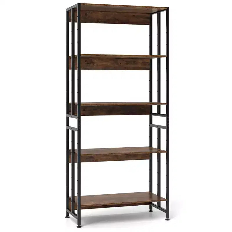 Costway 1/2 PCS 5 Tier Bookshelf 62 Tall Bookcase with Tiltable Shelves Display Storage Rack