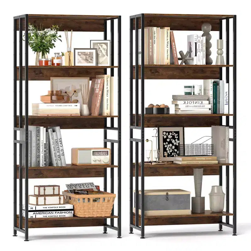 Costway 1/2 PCS 5 Tier Bookshelf 62 Tall Bookcase with Tiltable Shelves Display Storage Rack