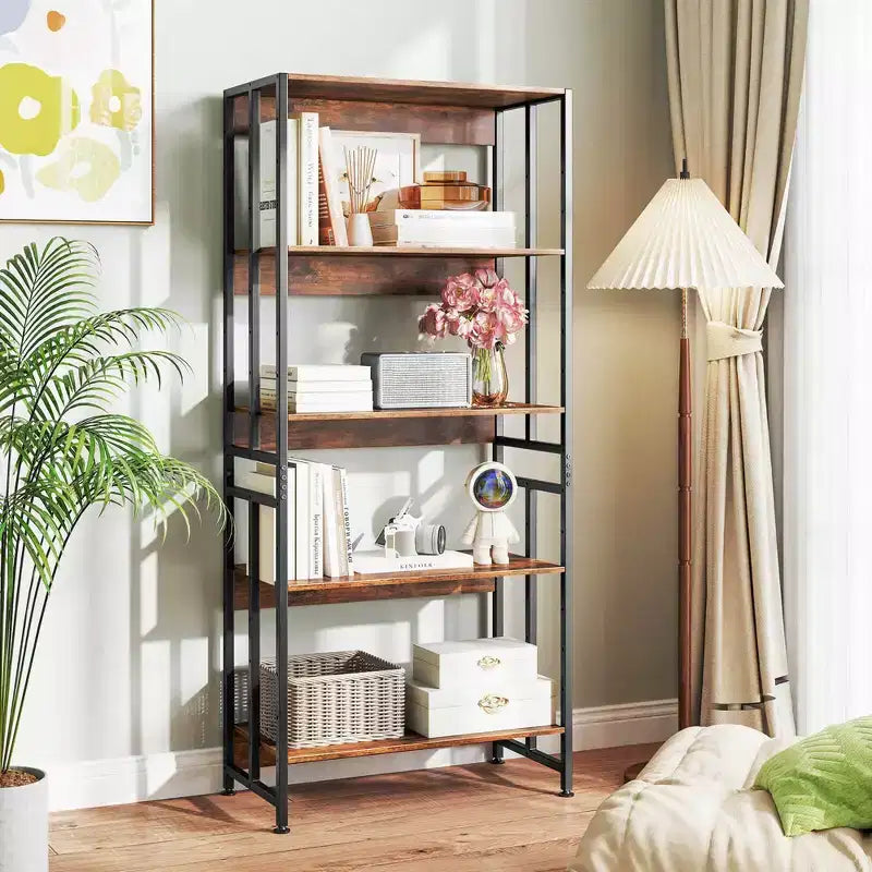 Costway 1/2 PCS 5 Tier Bookshelf 62 Tall Bookcase with Tiltable Shelves Display Storage Rack