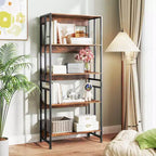 Costway 1/2 PCS 5 Tier Bookshelf 62 Tall Bookcase with Tiltable Shelves Display Storage Rack