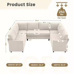 Hyleory Middle U Shaped Sofa, Large 8 Seater sofa,Breathable Soft Fabric
