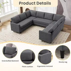 Hyleory Middle U Shaped Sofa, Large 8 Seater sofa,Breathable Soft Fabric