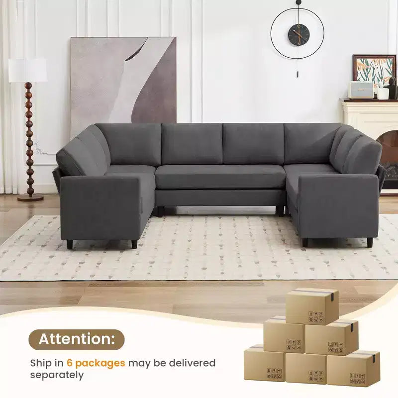 Hyleory Middle U Shaped Sofa, Large 8 Seater sofa,Breathable Soft Fabric