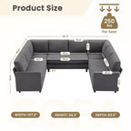 Hyleory Middle U Shaped Sofa, Large 8 Seater sofa,Breathable Soft Fabric