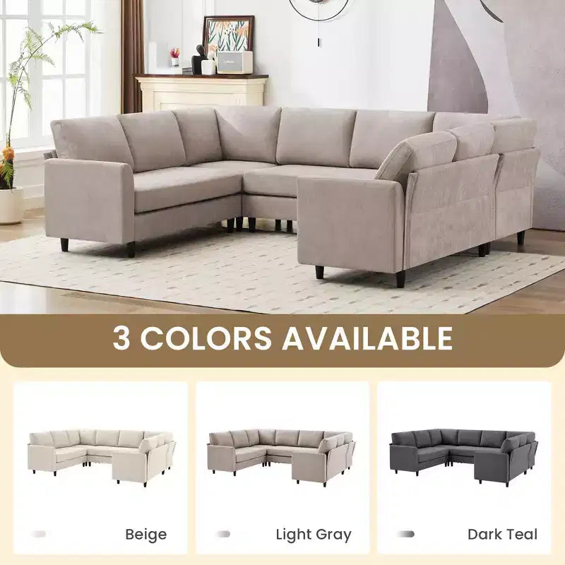 Hyleory Middle U Shaped Sofa, Large 8 Seater sofa,Breathable Soft Fabric