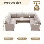 Hyleory Middle U Shaped Sofa, Large 8 Seater sofa,Breathable Soft Fabric