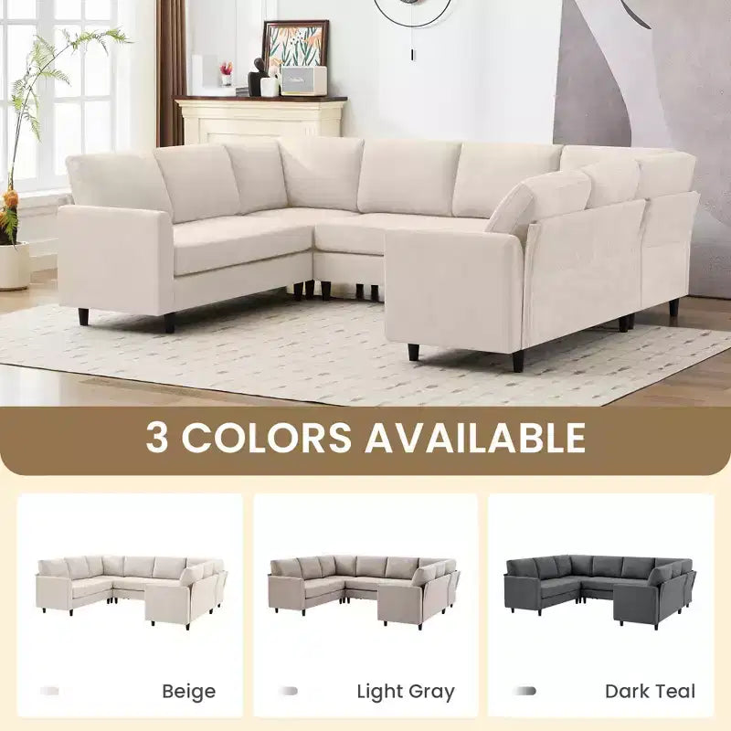 Hyleory Middle U Shaped Sofa, Large 8 Seater sofa,Breathable Soft Fabric