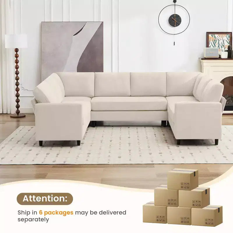 Hyleory Middle U Shaped Sofa, Large 8 Seater sofa,Breathable Soft Fabric